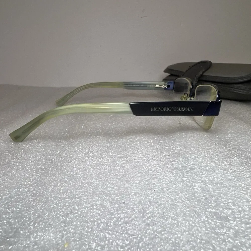 Emporio Armani EA1001 Eyeglass Frames Only Blue Rectangular Half Rim 54-17-135